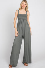 Olive Sleeveless Wide Leg Jumpsuit