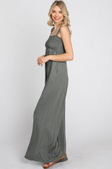 Olive Sleeveless Wide Leg Jumpsuit