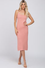 Peach Scoop Back Sweater Maternity Midi Dress