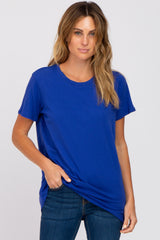 Royal Blue Oversized Short Sleeve Maternity Top