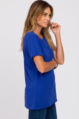 Royal Blue Oversized Short Sleeve Top