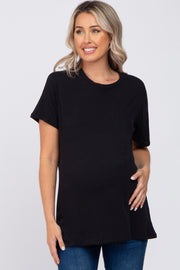 Black Oversized Short Sleeve Maternity Top