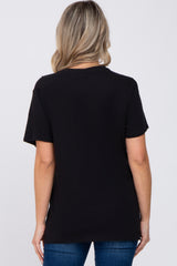 Black Oversized Short Sleeve Maternity Top