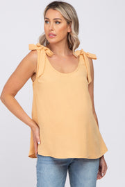 Yellow Shoulder Bow Maternity Tank Top