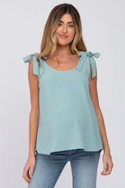 Mint Green Shoulder Bow Maternity Tank Top