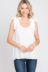 White Shoulder Bow Tank Top