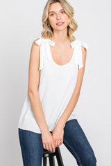 White Shoulder Bow Tank Top