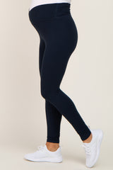 Navy Crossover Waist Maternity Leggings