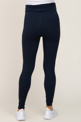 Navy Crossover Waist Maternity Leggings