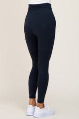 Navy Crossover Waist Leggings