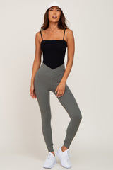 Light Olive Crossover Waist Leggings