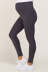 Charcoal Crossover Waist Maternity Leggings