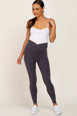 Charcoal Crossover Waist Maternity Leggings