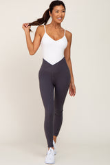 Charcoal Crossover Waist Leggings