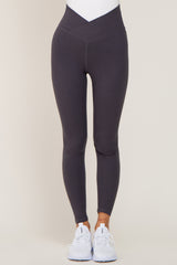 Charcoal Crossover Waist Leggings