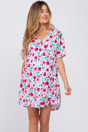 Ivory Floral Short Sleeve Babydoll Maternity Dress