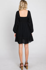 Black Long Sleeve Square Neck Dress