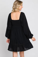 Black Long Sleeve Square Neck Dress