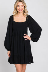 Black Long Sleeve Square Neck Dress