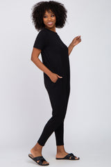 Black Basic Short Sleeve Jumpsuit