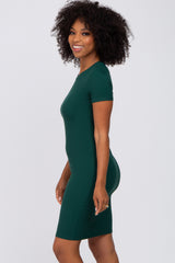 Hunter Green Ribbed Fitted Dress