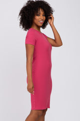 Magenta Ribbed Fitted Dress