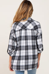 Black Plaid Maternity Flannel Top