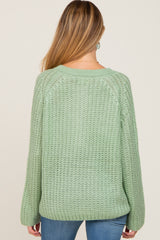 Mint Green Open Knit Button Front Maternity Sweater