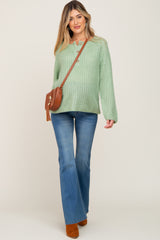 Mint Green Open Knit Button Front Maternity Sweater