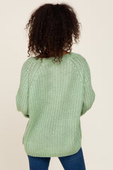 Mint Green Open Knit Button Front Sweater