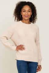 Beige Soft Chenille Knit Sweater