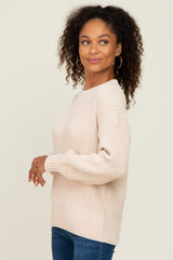 Beige Soft Chenille Knit Sweater