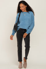 Blue Soft Chenille Knit Sweater