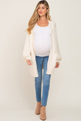 Cream Cable Knit Front Pocket Maternity Cardigan