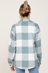 Green Plaid Knit Maternity Shirt Jacket