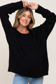 Black Ribbed Trim Maternity Sweater