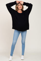 Black Ribbed Trim Maternity Sweater