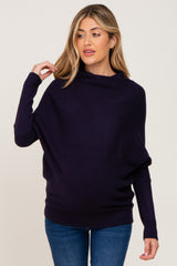 Navy Funnel Neck Dolman Sleeve Maternity Sweater