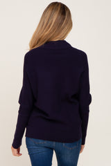 Navy Funnel Neck Dolman Sleeve Maternity Sweater