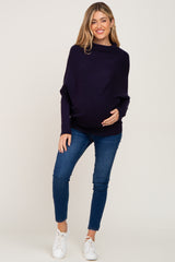 Navy Funnel Neck Dolman Sleeve Maternity Sweater