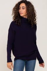 Navy Funnel Neck Dolman Sleeve Sweater