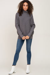 Grey Funnel Neck Dolman Sleeve Sweater