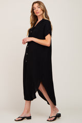 Black Button Down Hi Low Maxi Dress