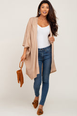 Taupe Knit Open Front Maternity Cardigan