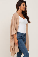 Taupe Knit Open Front Cardigan