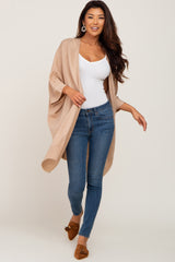 Taupe Knit Open Front Cardigan