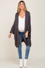 Charcoal Knit Open Front Maternity Cardigan