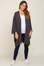 Charcoal Knit Open Front Cardigan