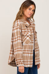 Light Mocha Plaid Front Pocket Shacket