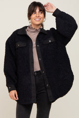 Black Contrast Oversized Sherpa Coat